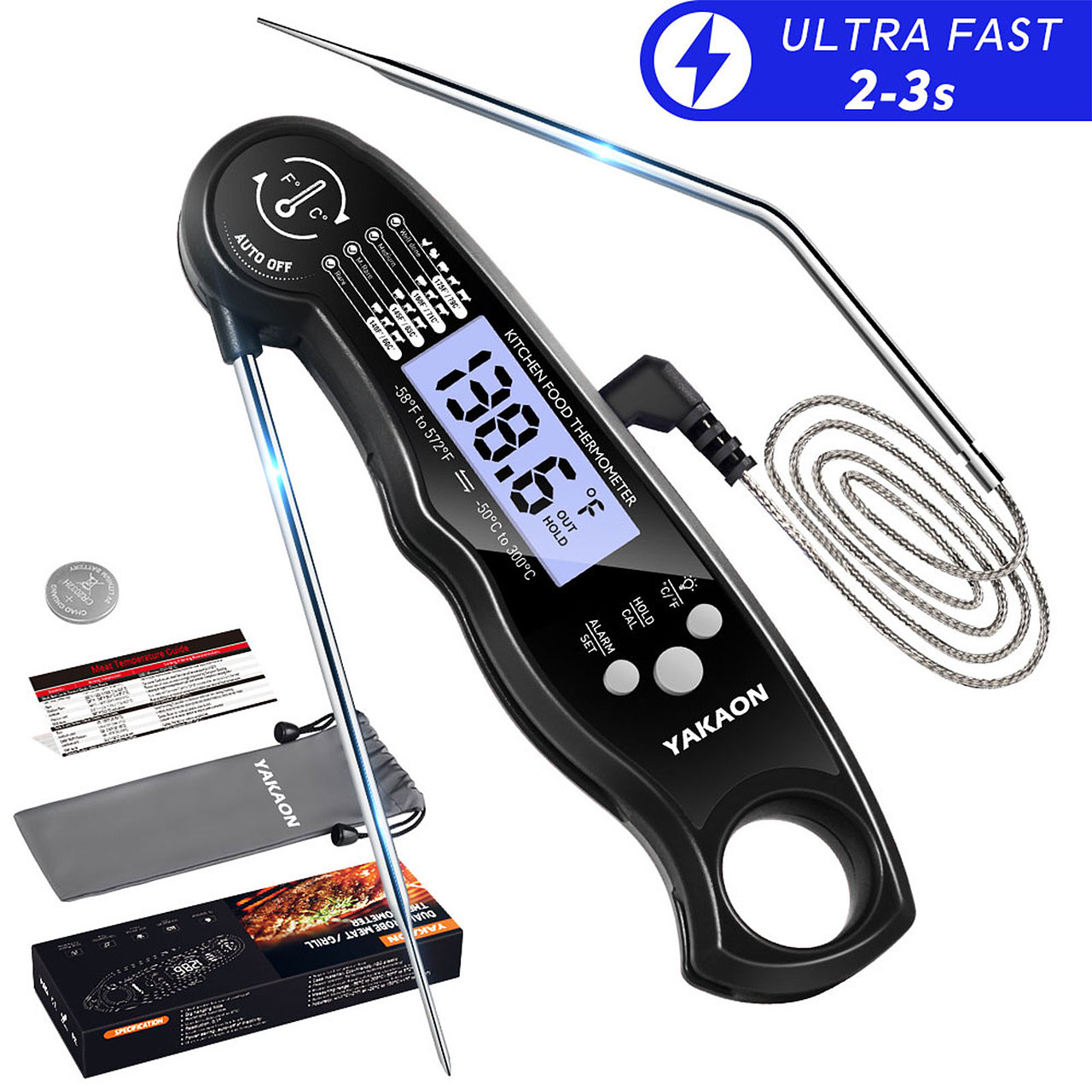 烧烤温度计 双探针