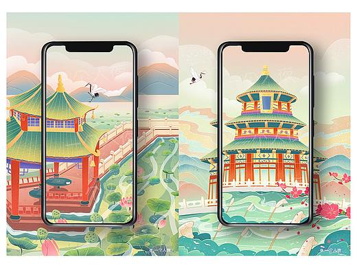 新中式国风建筑插画练习