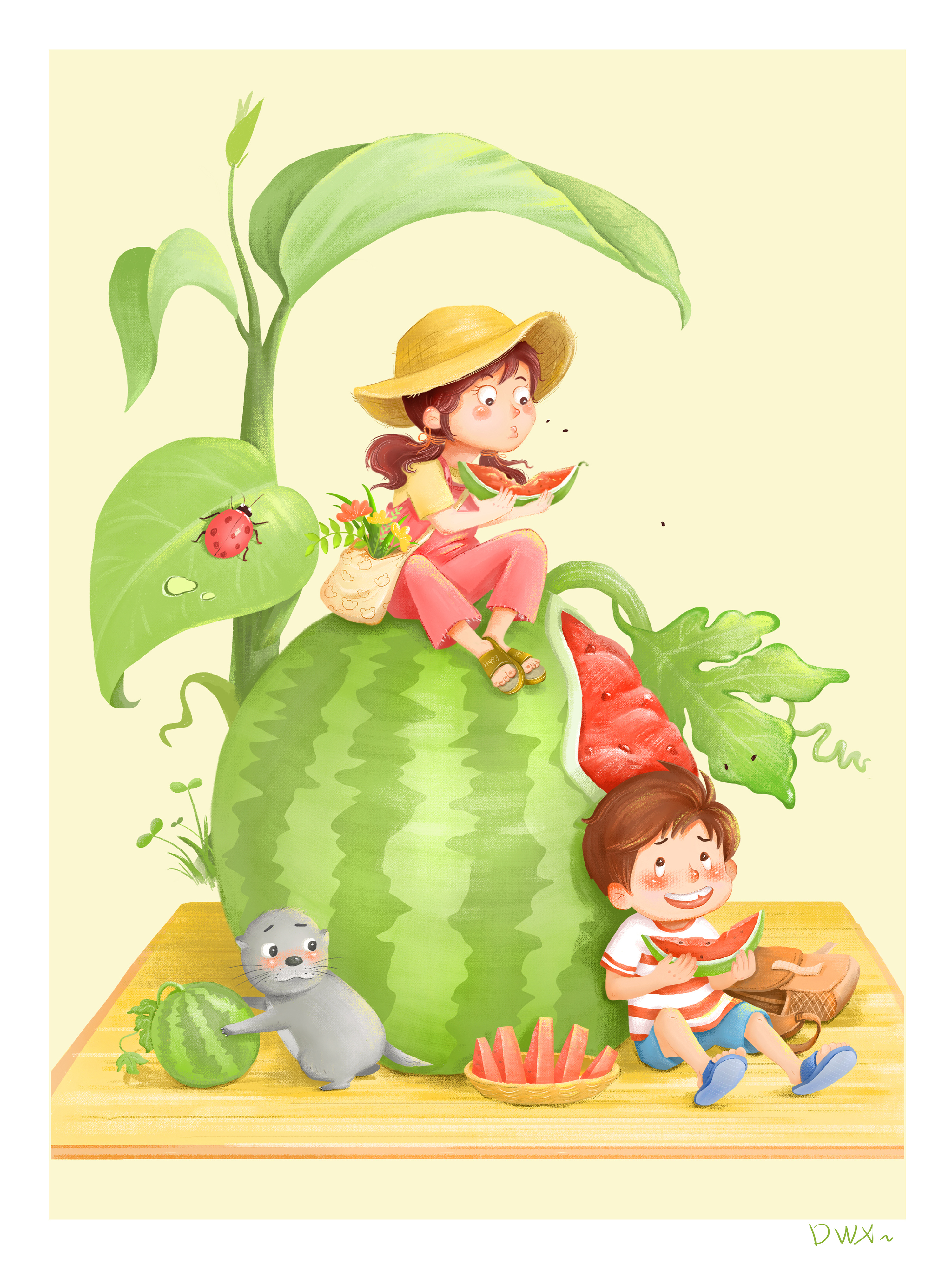 "嗝"来吃西瓜啊