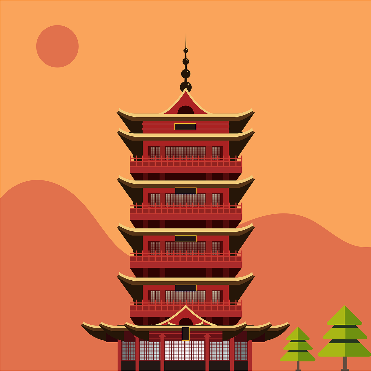 城市建筑插画/合肥