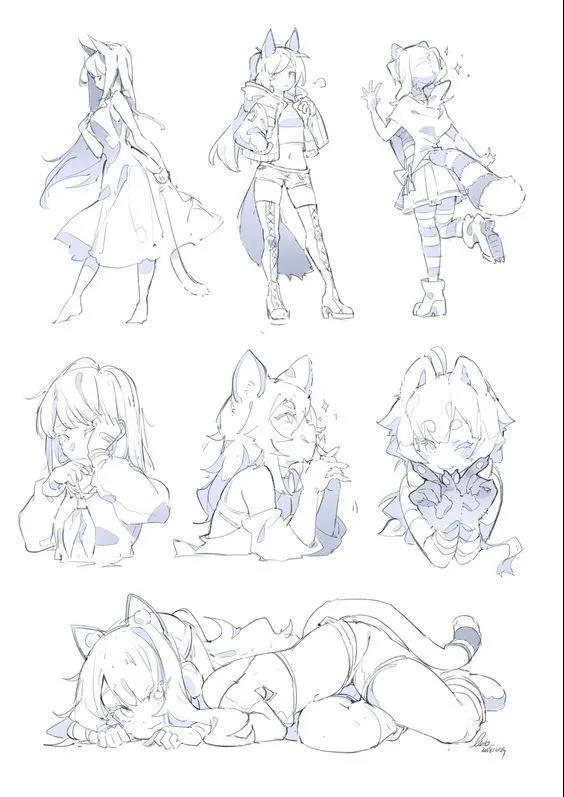 【绘画素材】一组可爱的"兽耳"画法素材参考!