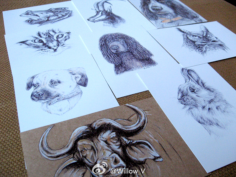 纯手绘明信片/新年祝福/圣诞贺卡/雪