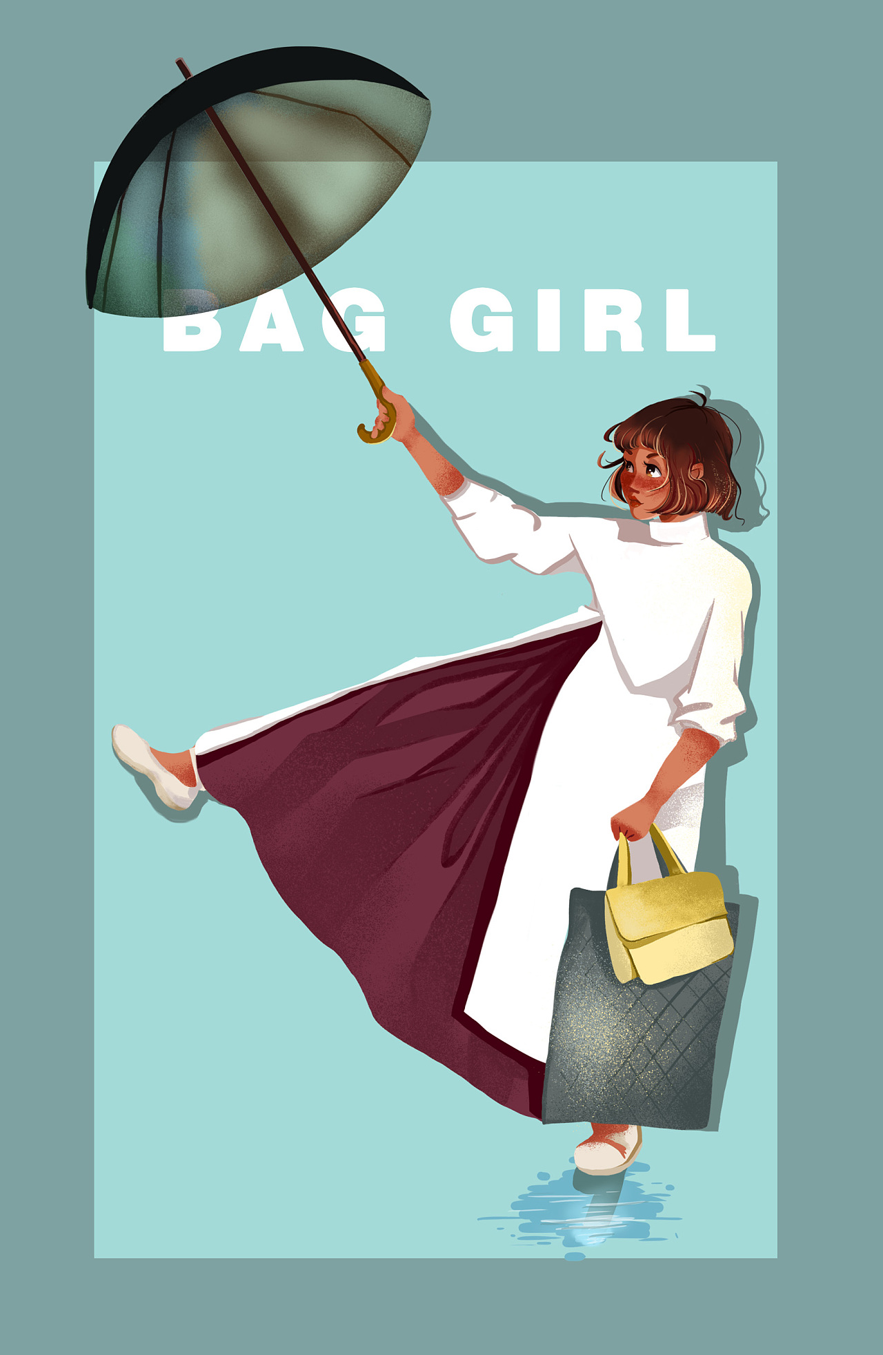 [欧美风插画]bag girl portrait 时尚穿搭