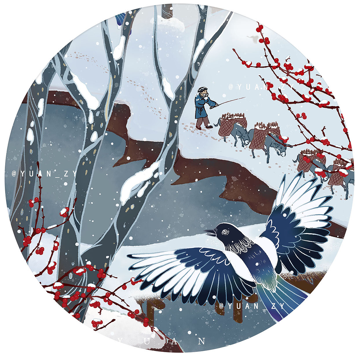 举报24分享原创作品插画商业插画瑞虎入敦煌173yuan_zyyuan_zy凤凰