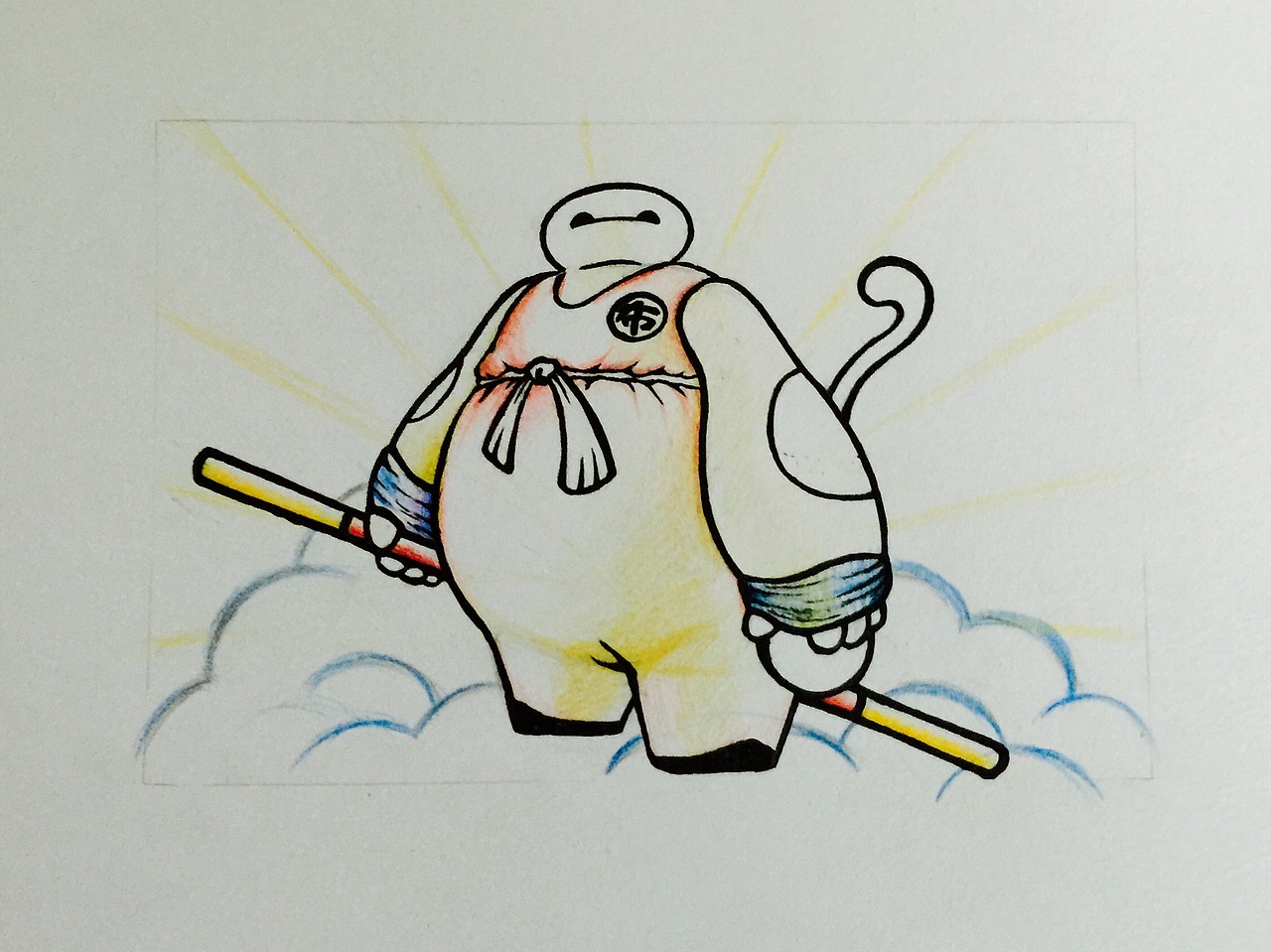 2015,彩色铅笔《大白布空》