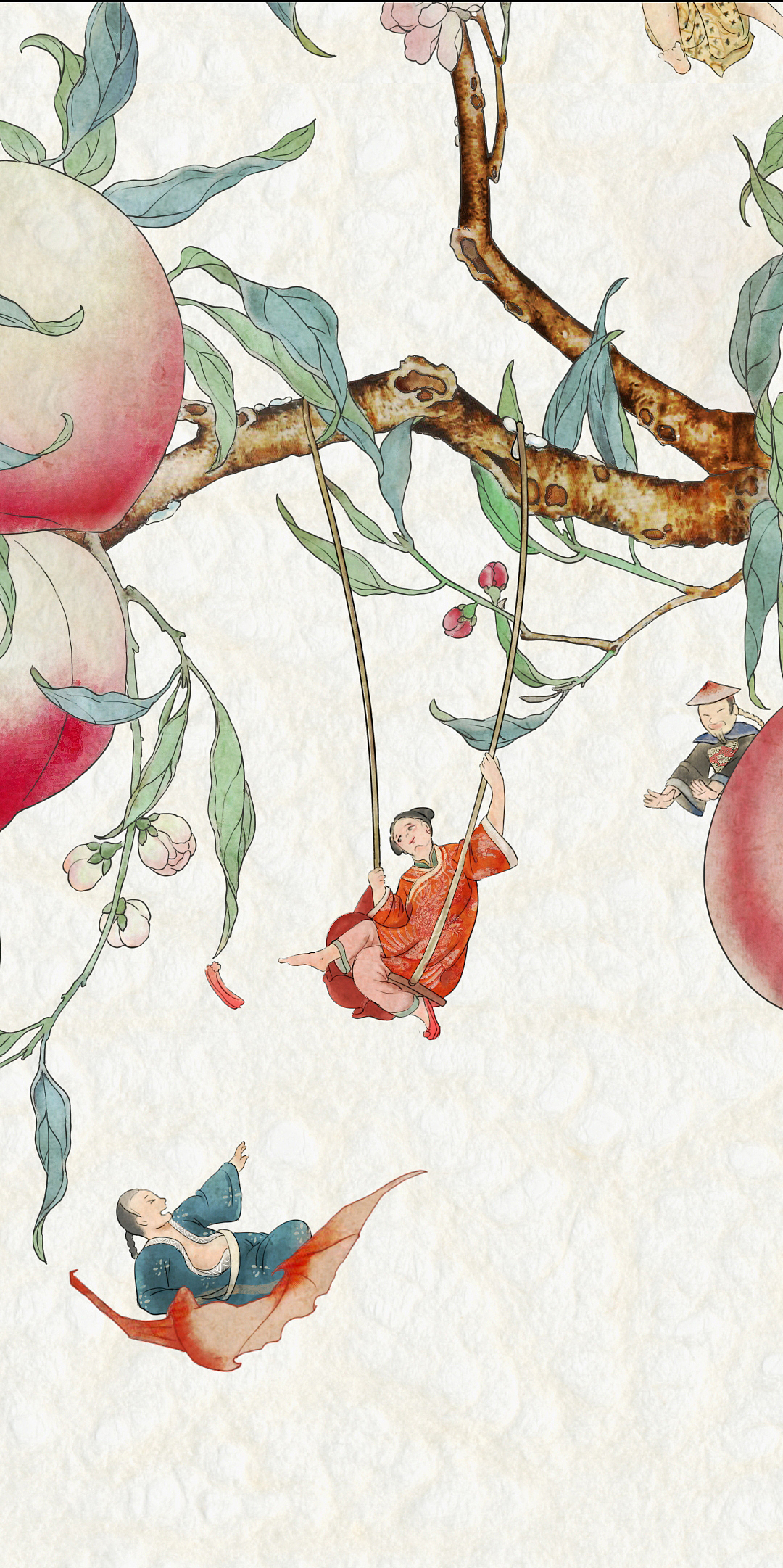 清雍正粉彩过枝福寿双全八桃五蝠大盘文创插画