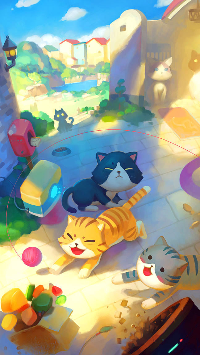 猫咪与院子（图ZMTQ5ODk0NjI4） - 游戏原画 - 站酷设计师福绵十丈人原创素材 - 站酷ZCOOL