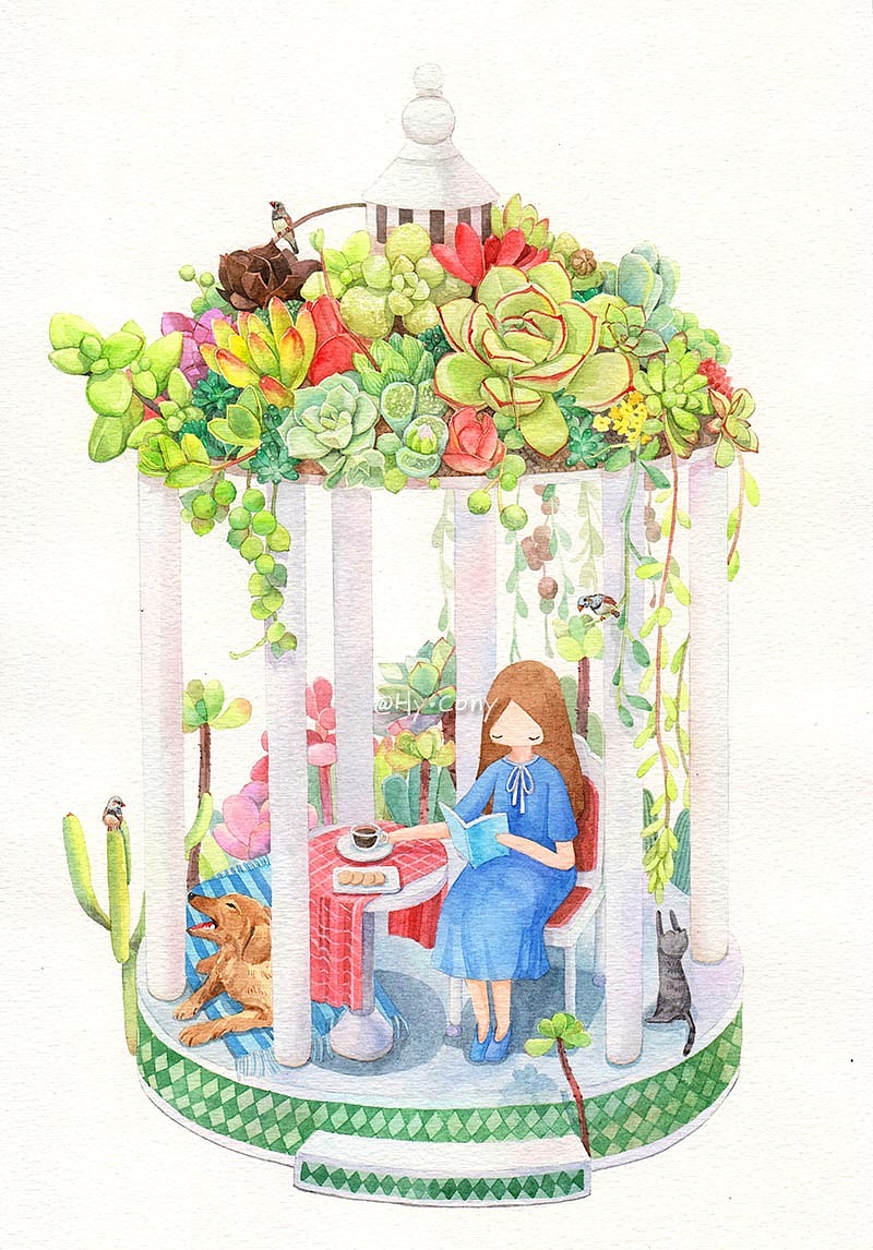 【商稿】多肉凉亭（图ZODY1MTgwODg=） - 艺术插画 - 站酷设计师HyCony原创素材 - 站酷ZCOOL