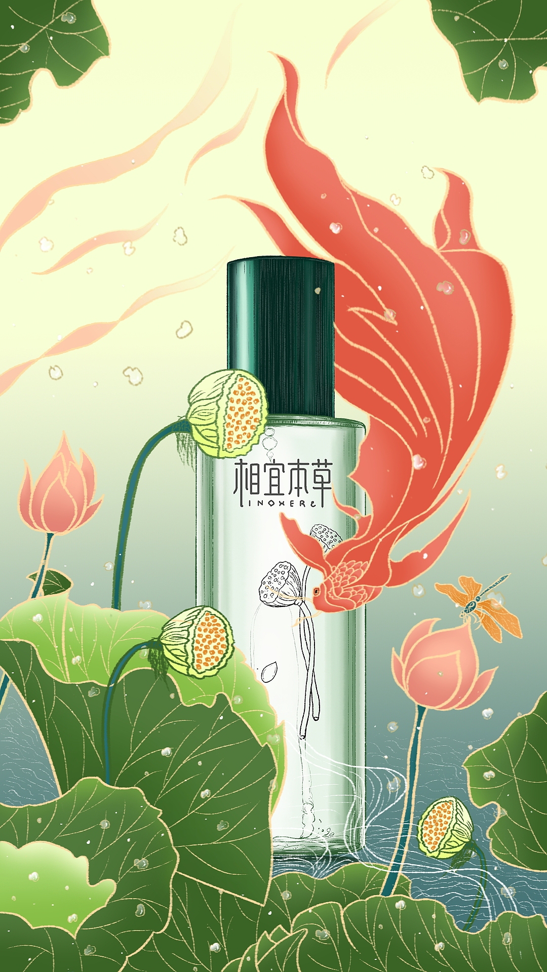 纯手绘相宜本草宣传图