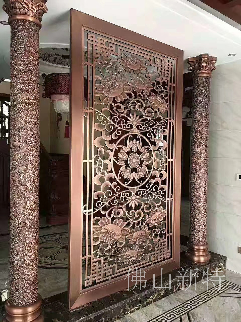 新中式铝合金仿古屏风效果杠杆的