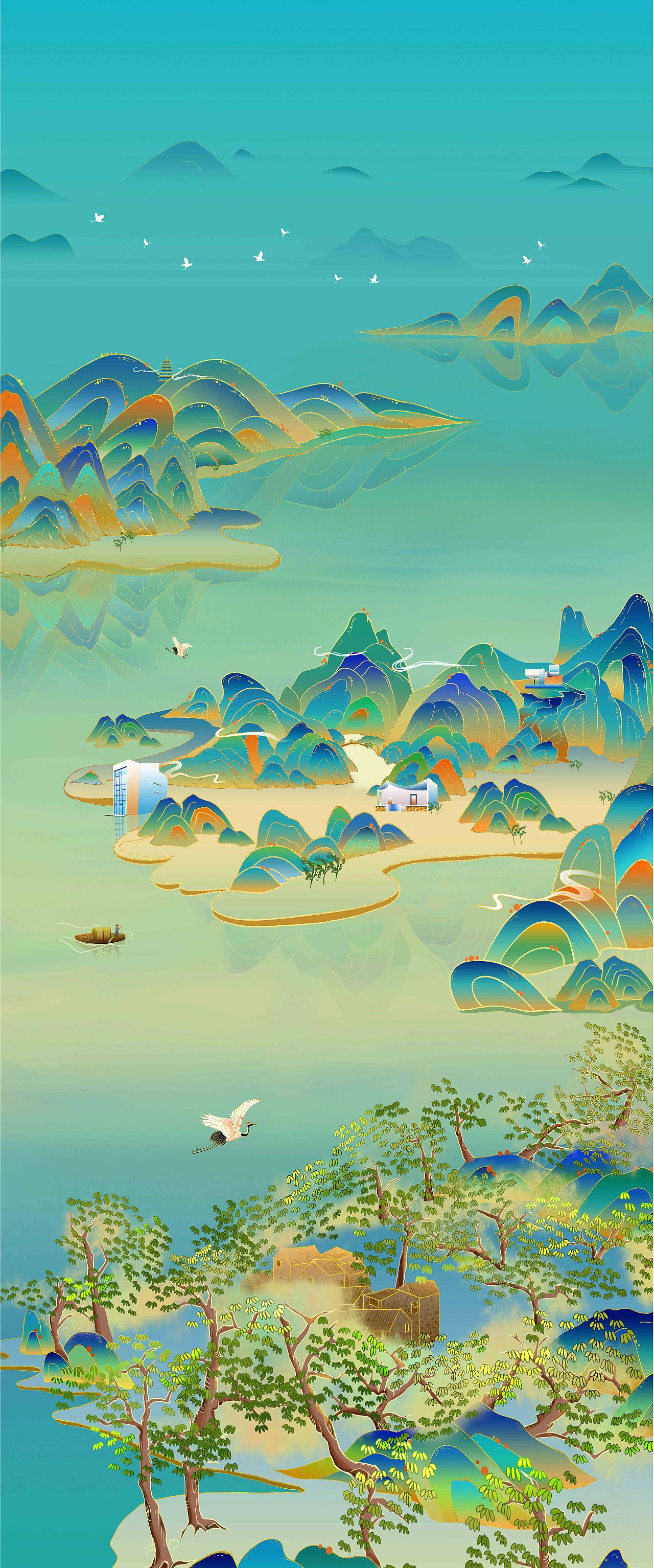 新改千里江山图（图ZMjg1OTk2MzY0） - 商业插画 - 站酷设计师非浅原创素材 - 站酷ZCOOL