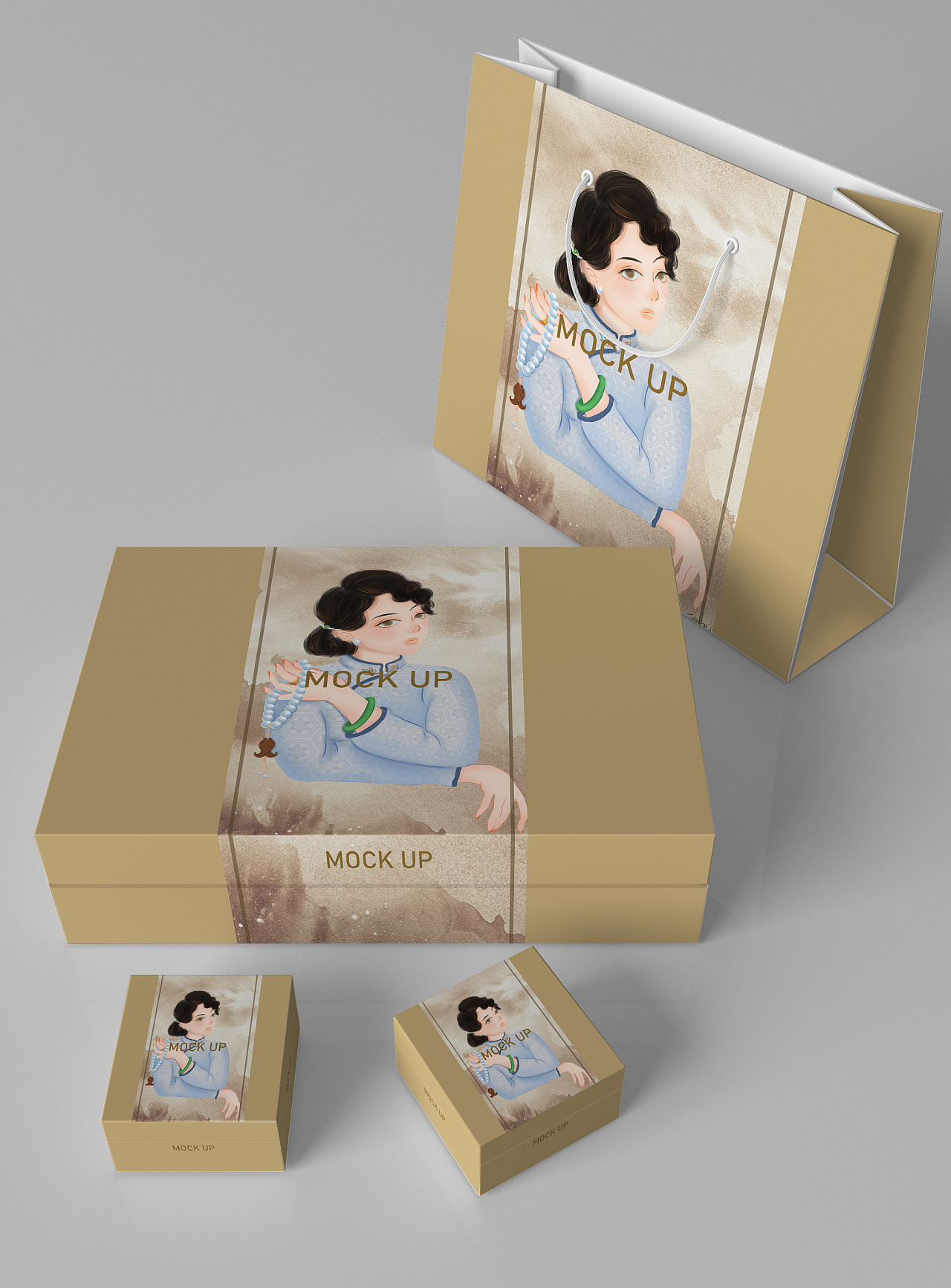 上海女人---旗袍包装插画