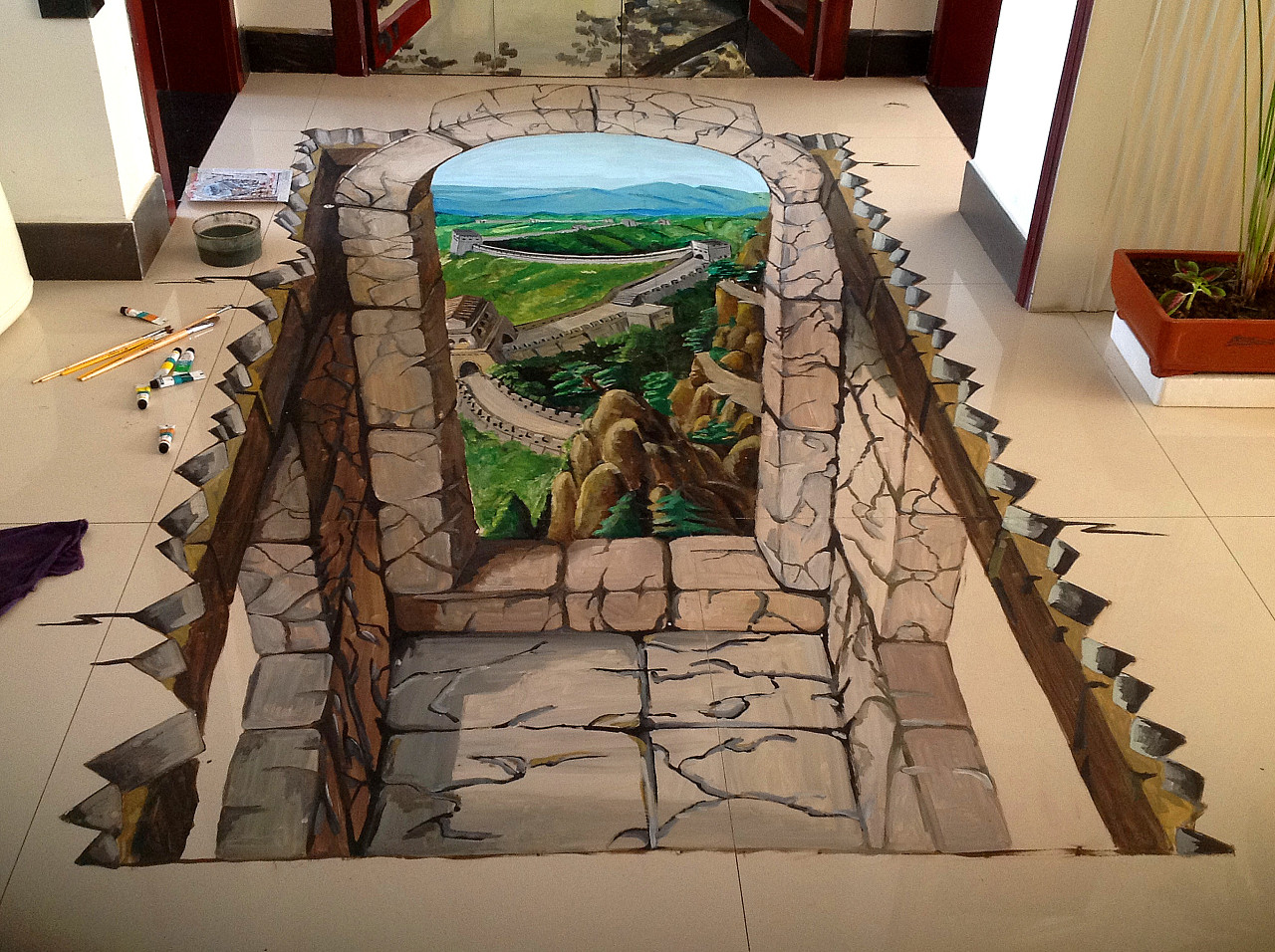 2013年第一幅3d地画——英武长城