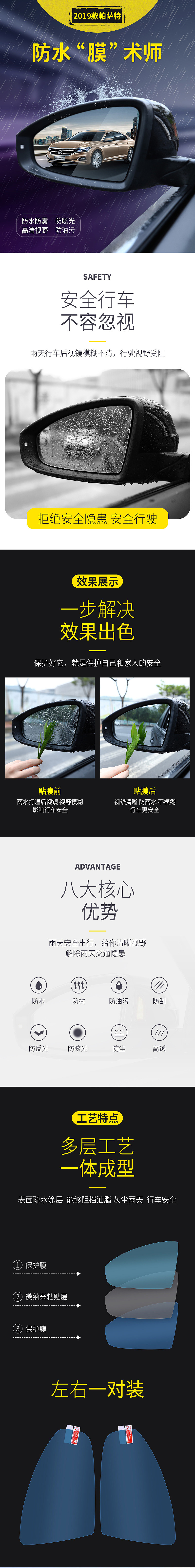 后视镜防雨雾保护膜拍摄+设计