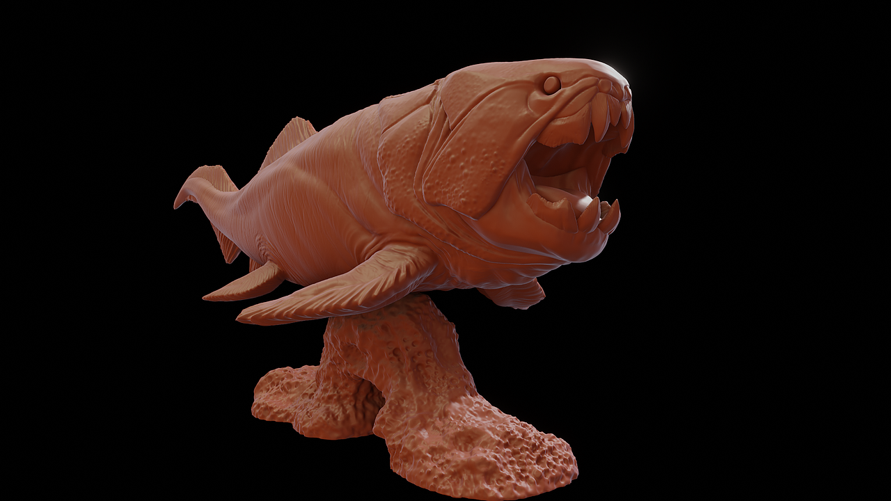 3d打印模型邓氏鱼小雕像