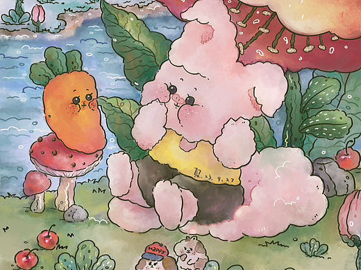 原创插画 我家的嗨皮小猪