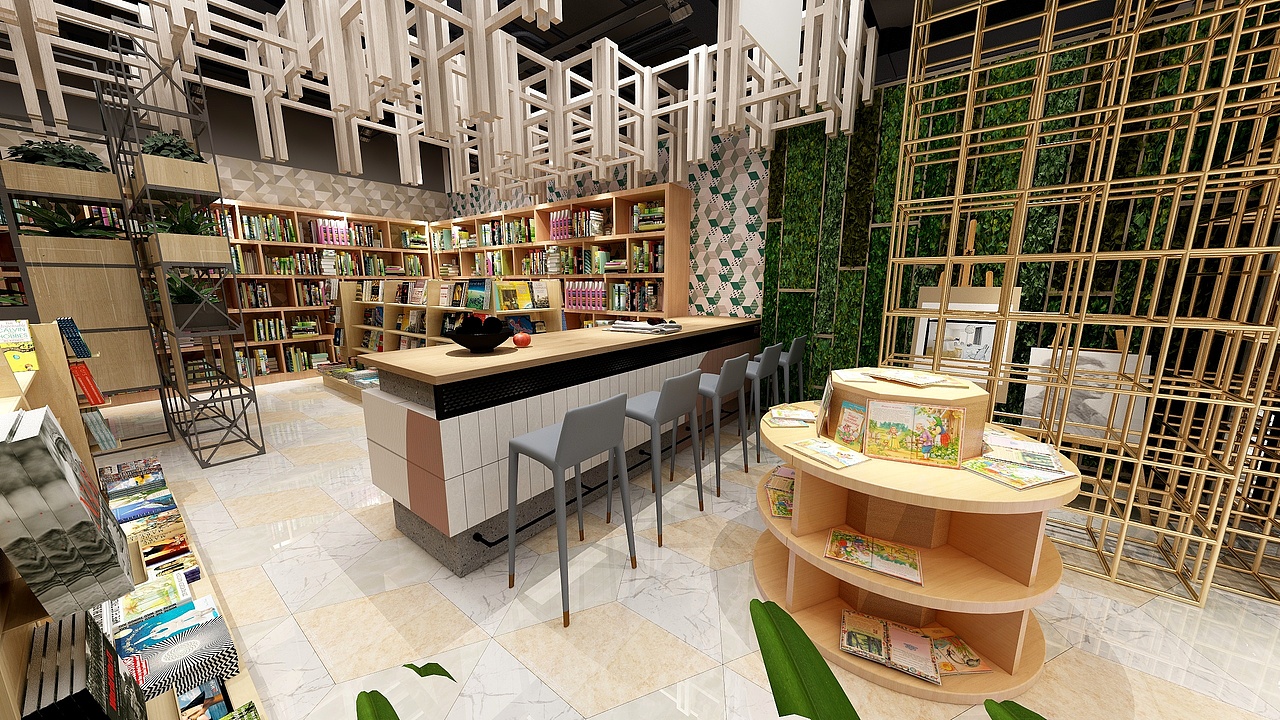 河南平市某地下商业空间自营书店方案