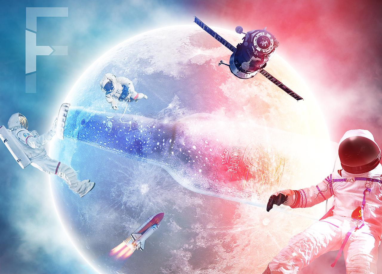 唯美梦幻星际啤酒月球太空合成小海报（图ZNDYyOTQ0MzI=） - 海报 - 站酷设计师隐退原创素材 - 站酷ZCOOL