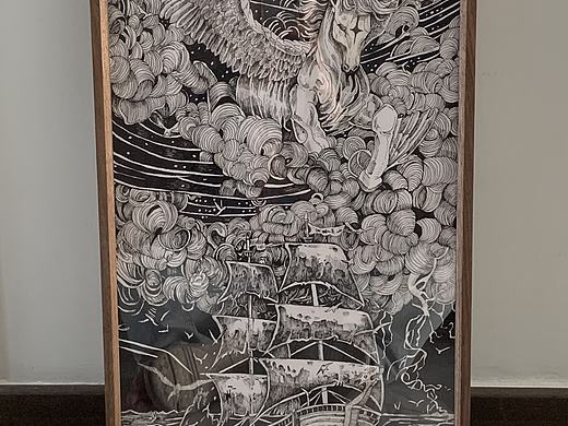 天马行空黑白插画