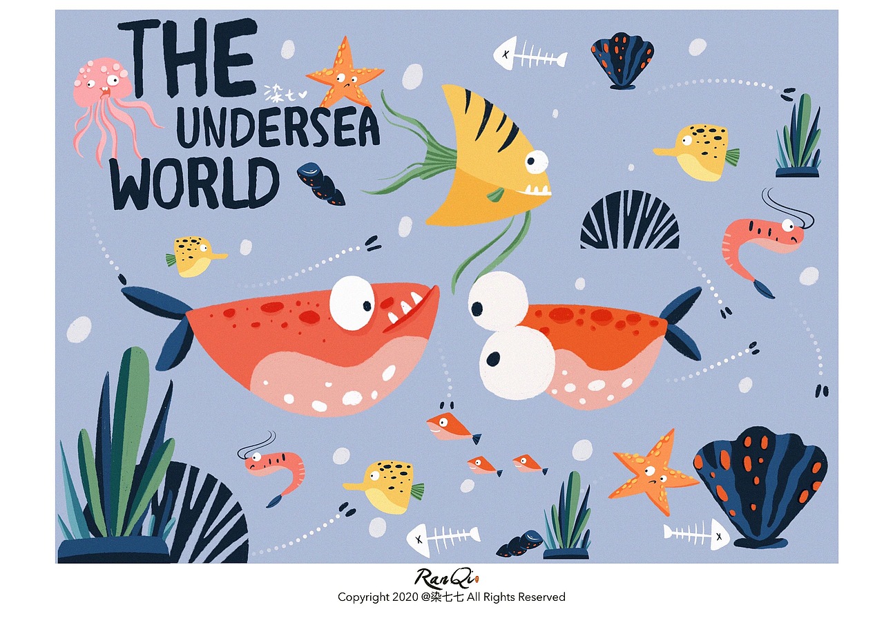 愿我们都能像鱼一样自由！（图ZMTk4NzgwNzI4） - 商业插画 - 站酷设计师染七七Lydia原创素材 - 站酷ZCOOL