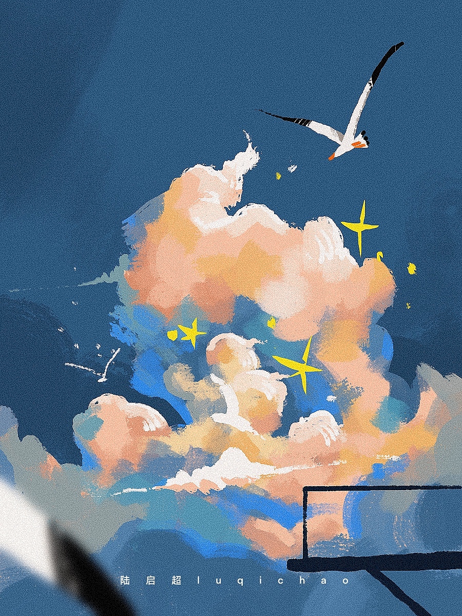 ipad插画--画云步骤教程
