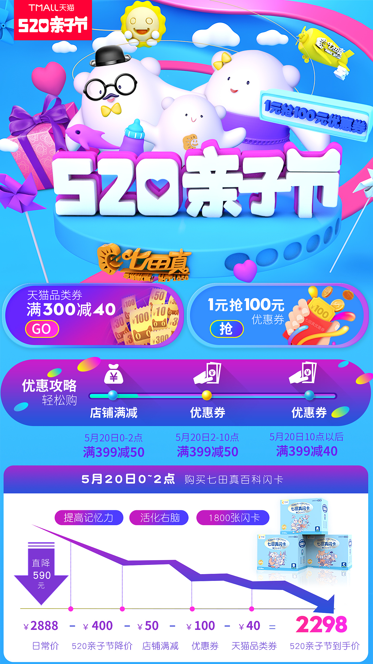 电商 天猫/淘宝 京东 520亲子节蓝色版C4D结合