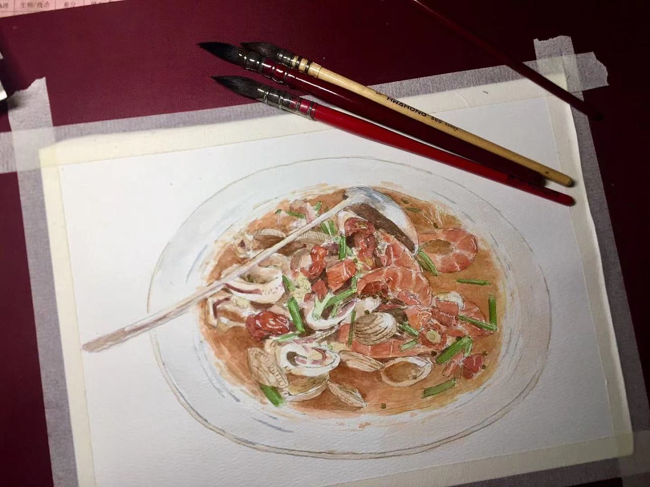 水彩美食厦门和福州的小吃