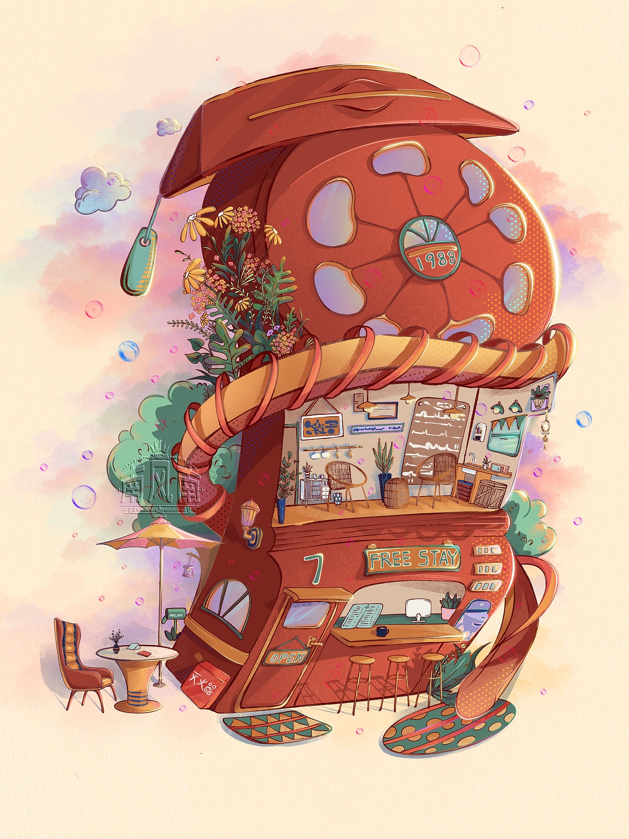 1988电话屋（图ZMzM4Mjg3NDgw） - 艺术插画 - 站酷设计师n南风南n原创素材 - 站酷ZCOOL