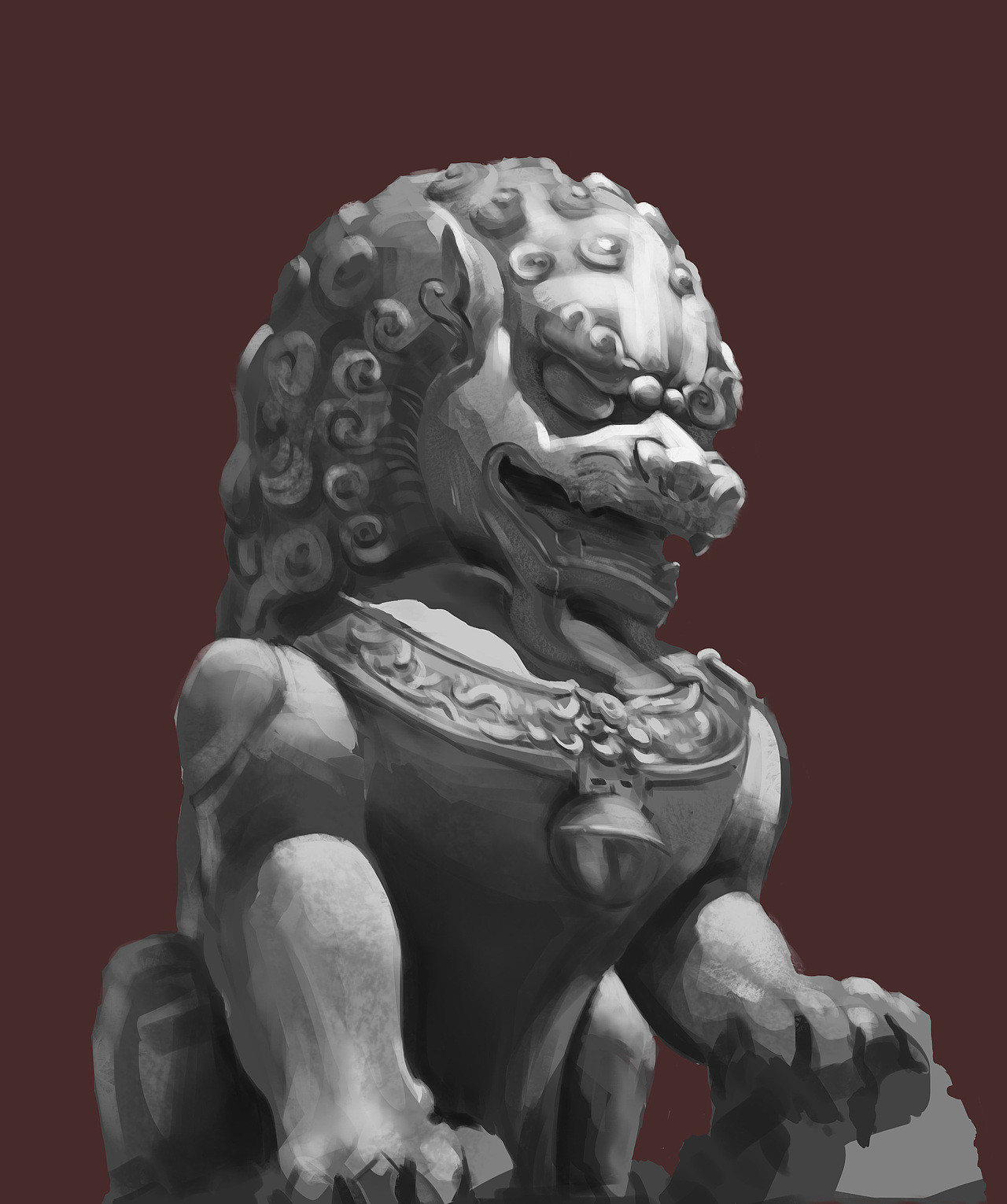 厚涂 石狮子|插画|创作习作|yiwa__原创作品-站酷zcool