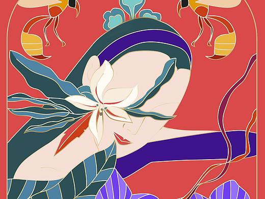 洋酒抽象插画包装