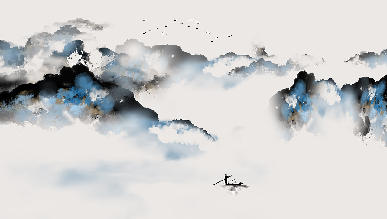 一些风格迥异的水墨山水画