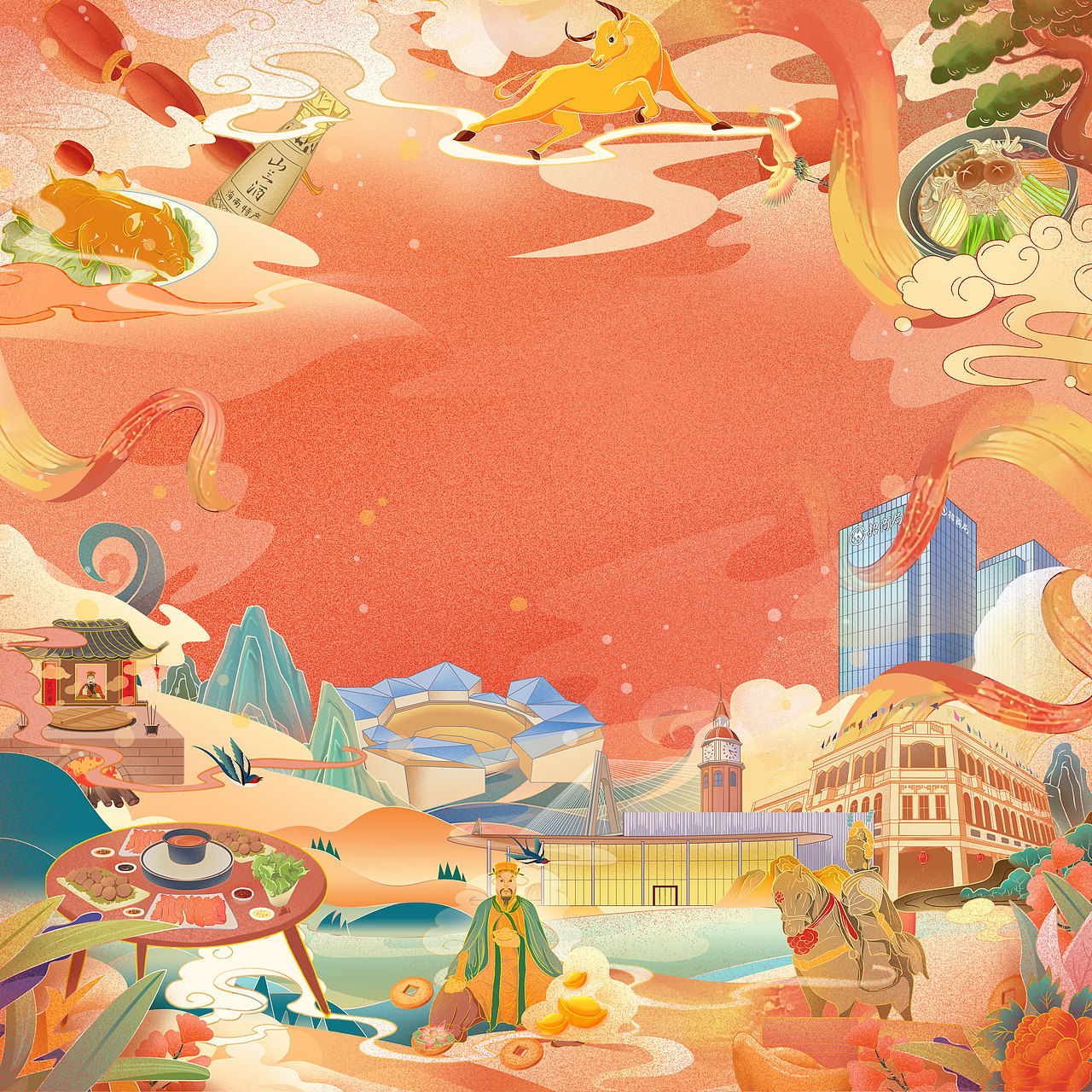 海南新年主画面|插画|商业插画|wsp小魏_原创作品-站酷zcool