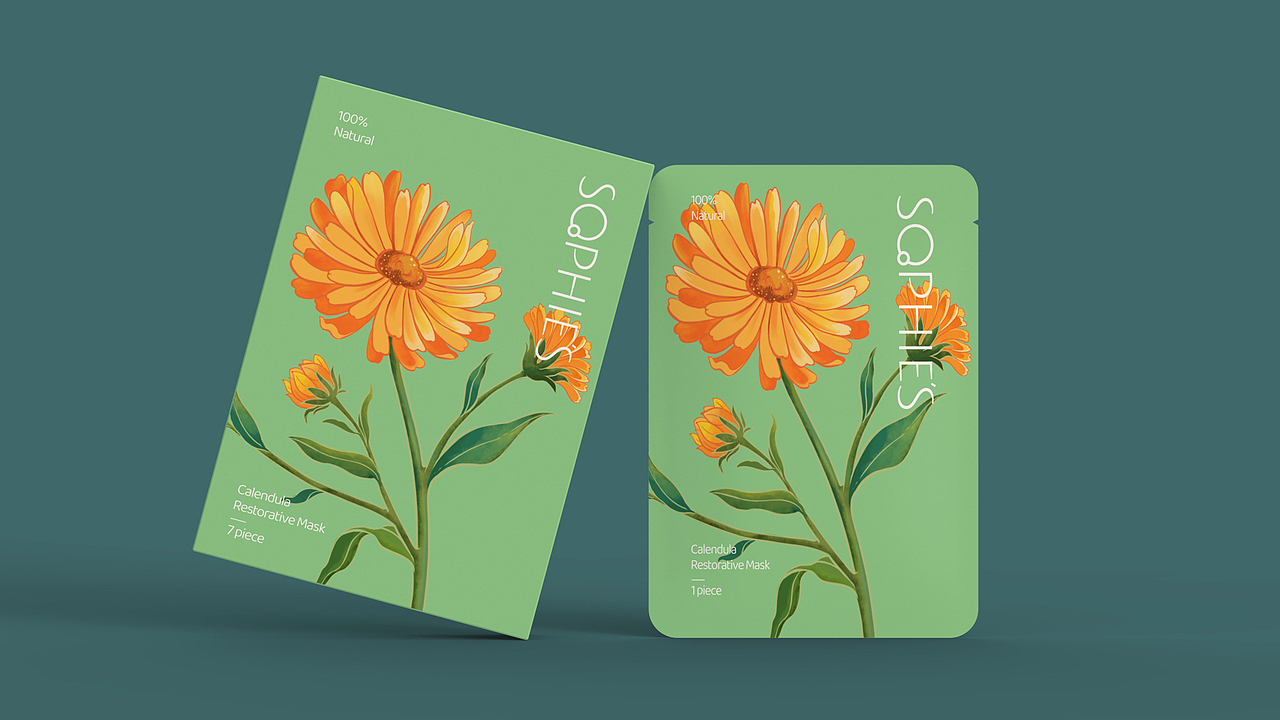 sophie's 护肤品包装设计 | 原创 插画