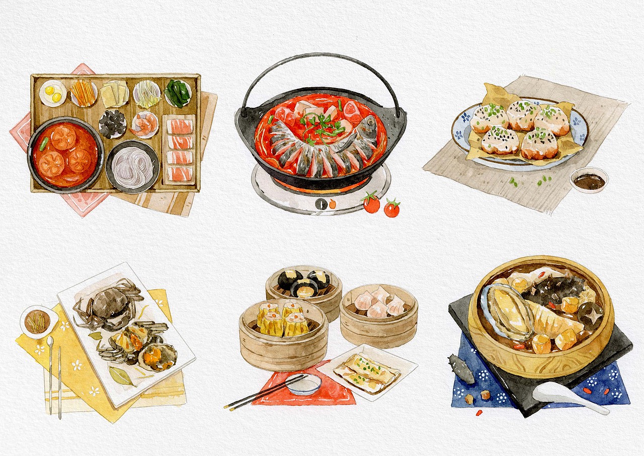 #WOW 中国美食图鉴/水彩（图ZMzEzOTMyNTEy） - 商业插画 - 站酷设计师玉米呀yumia原创素材 - 站酷ZCOOL