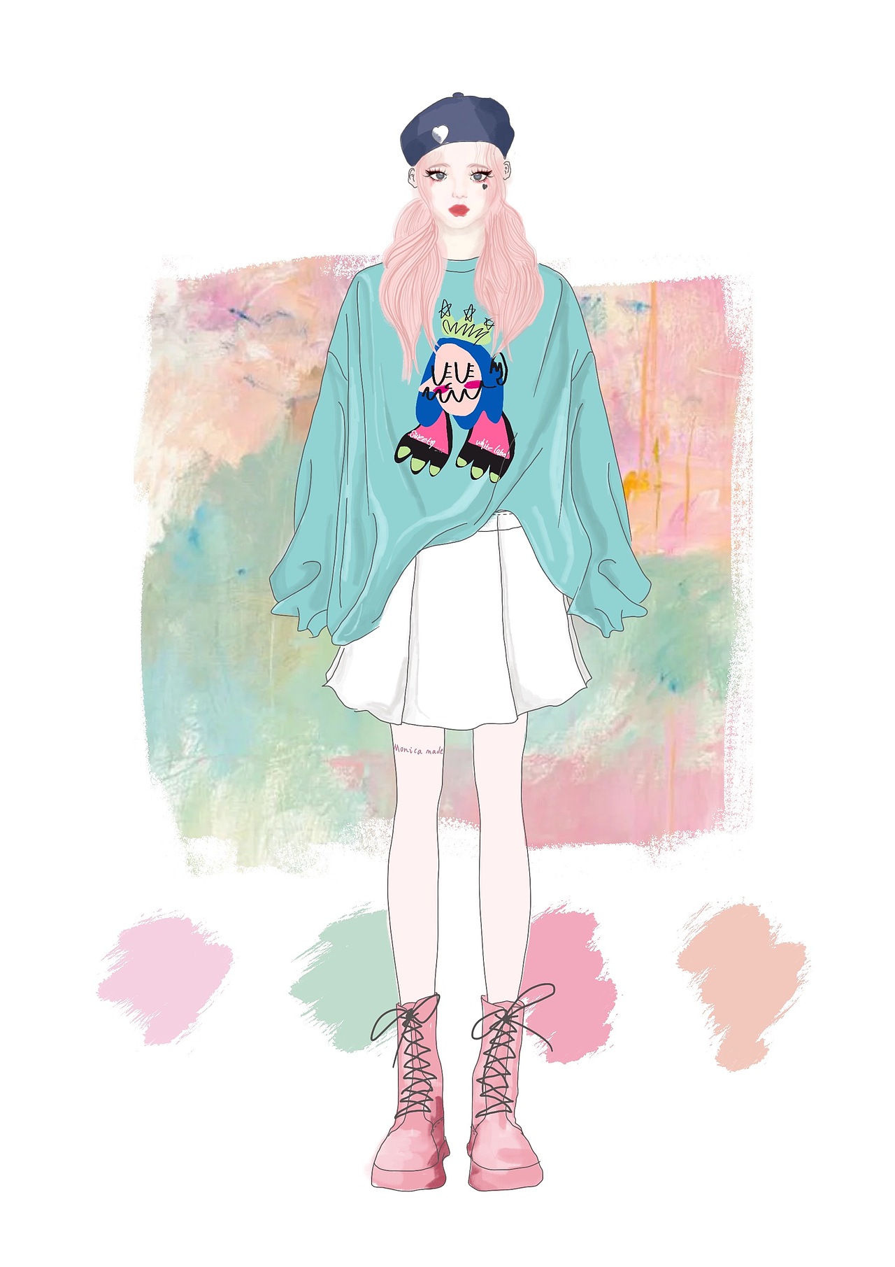 女装时装画手绘练习（图ZMzM2MDU1OTA4） - 休闲/流行服饰 - 站酷设计师MonicaChan07原创素材 - 站酷ZCOOL