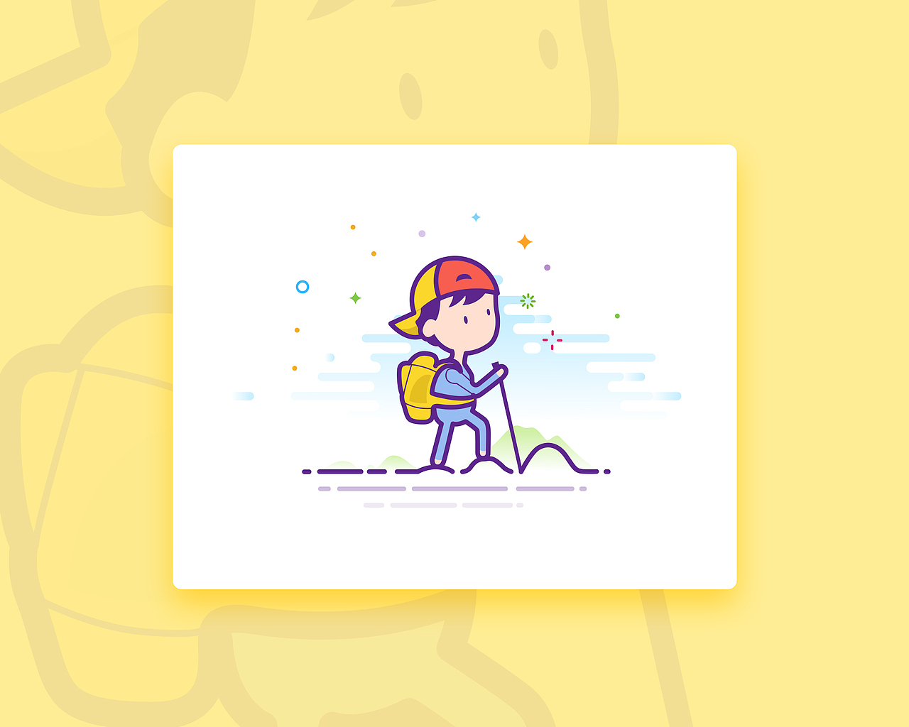 登山潜水场景插画