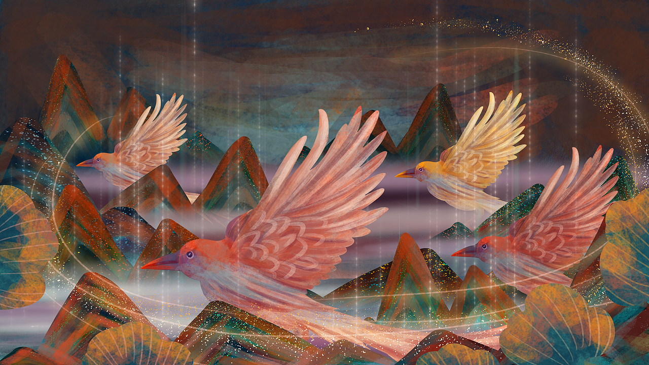 【绘画】国潮风山海经神话·万物皆有灵|插画|商业插画|莫醒182_原创