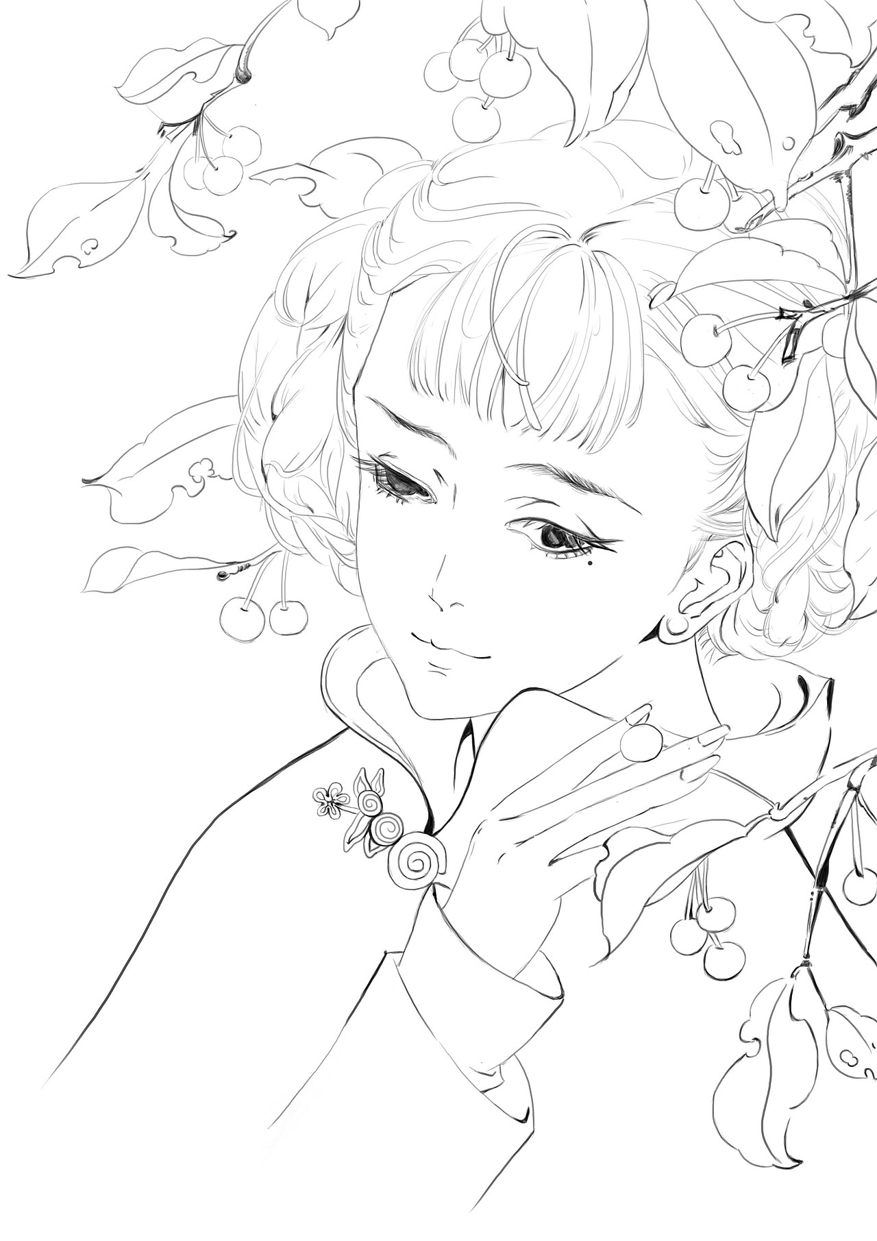 花间美人古风cg插画教程临摹