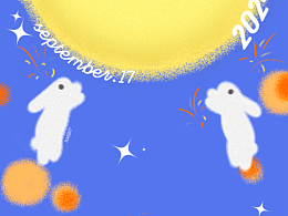 中秋快樂兔兔GO！中秋節(jié)海報