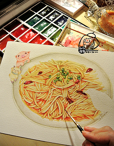 金鱼手绘美食——酸辣土豆丝