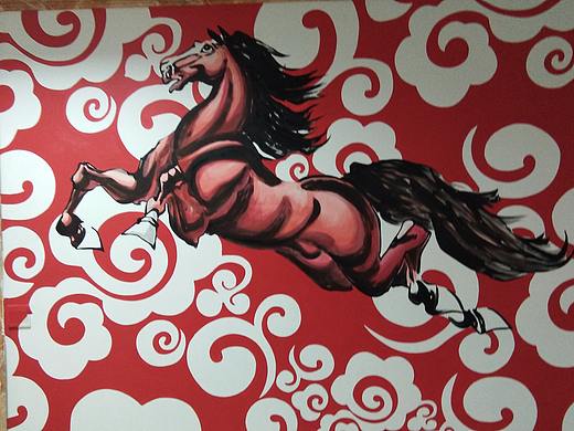 公司关公赤兔马文化背景墙- -