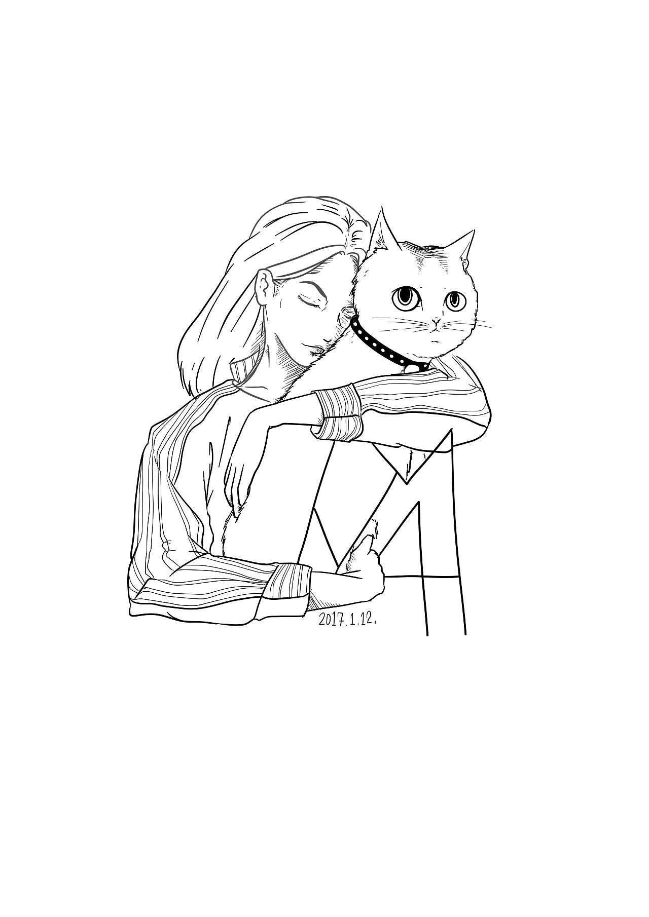 晚上抱着猫咪心血来潮涂了一发