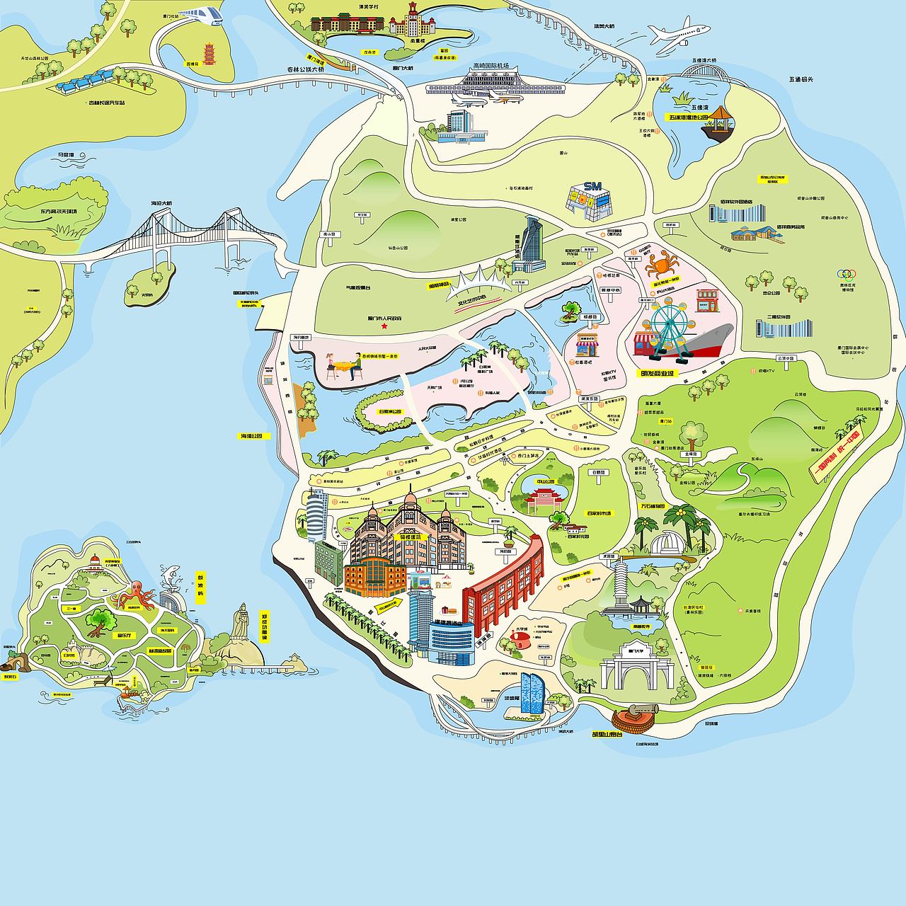 厦门市手绘地图