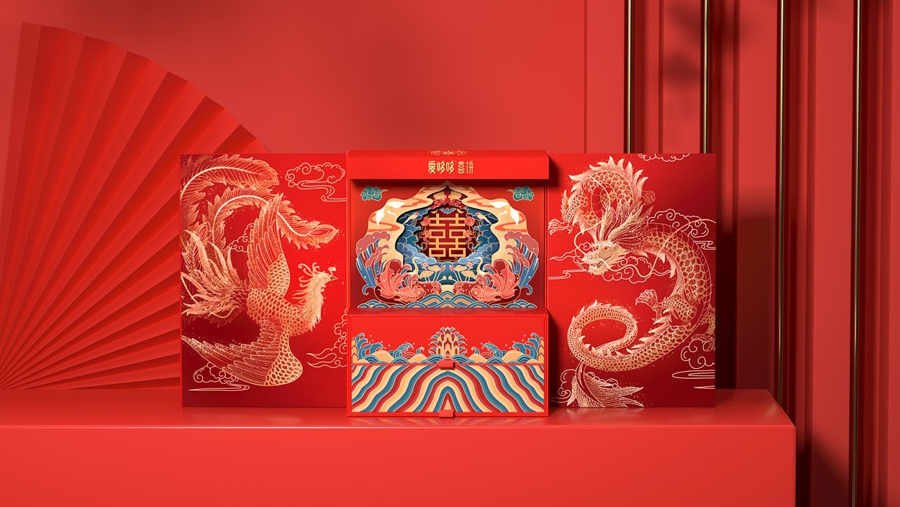 《爱哆哆》龙凤呈囍系列喜饼礼盒设计
