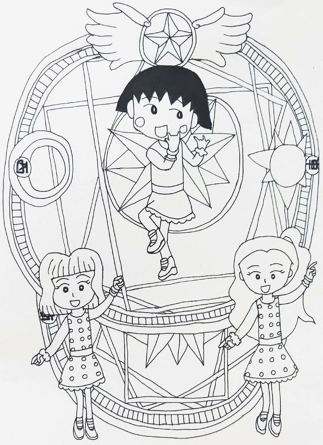 小丸子、哪吒插画