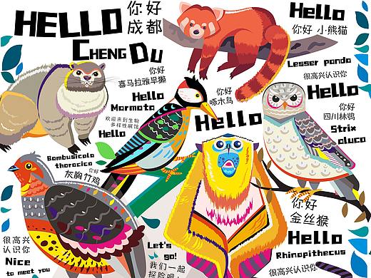 HELLO ANIMALS文化墙插画