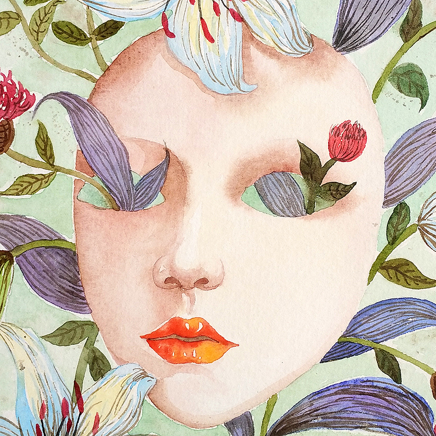 《面具》系列二 原创水彩作品