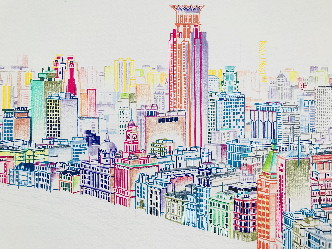 现代化城市绘画图片
