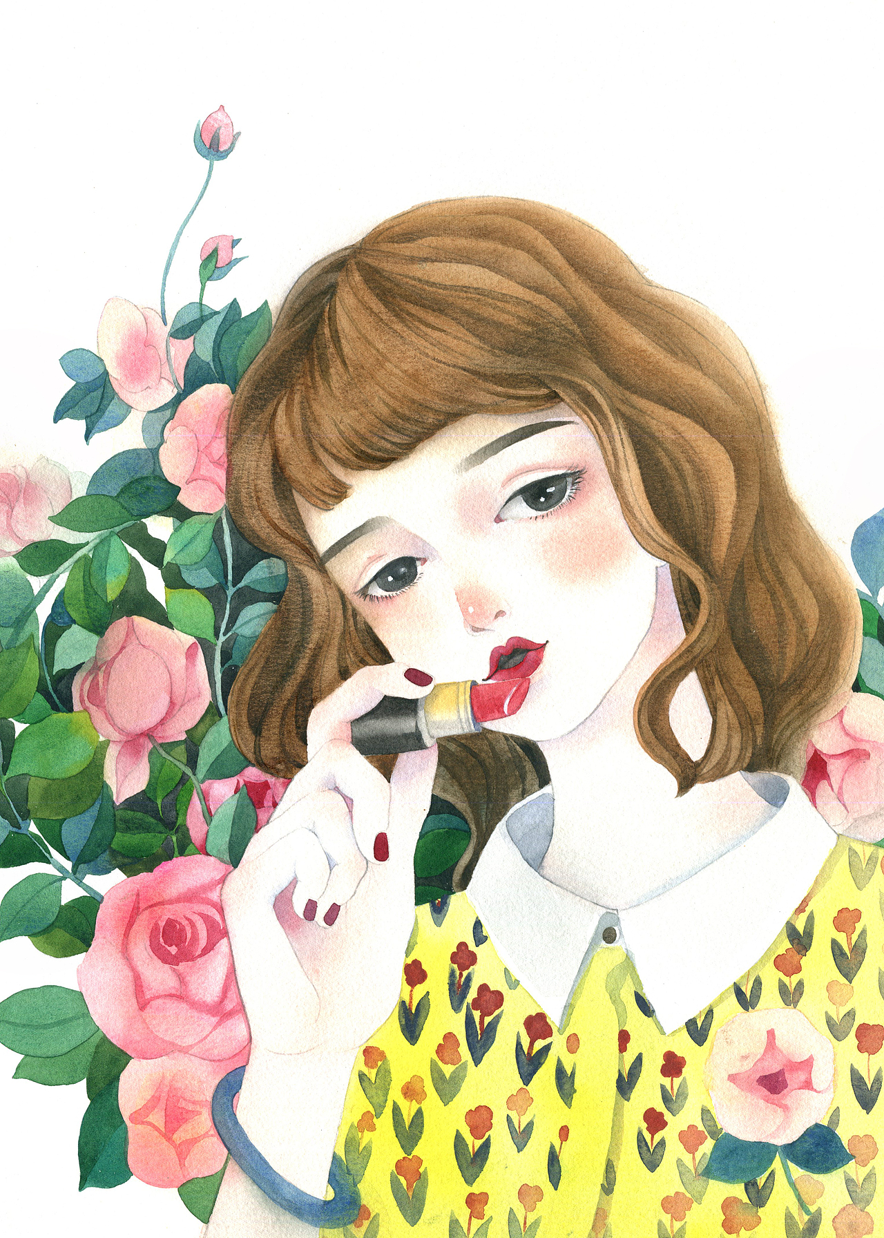 涂口红的女孩