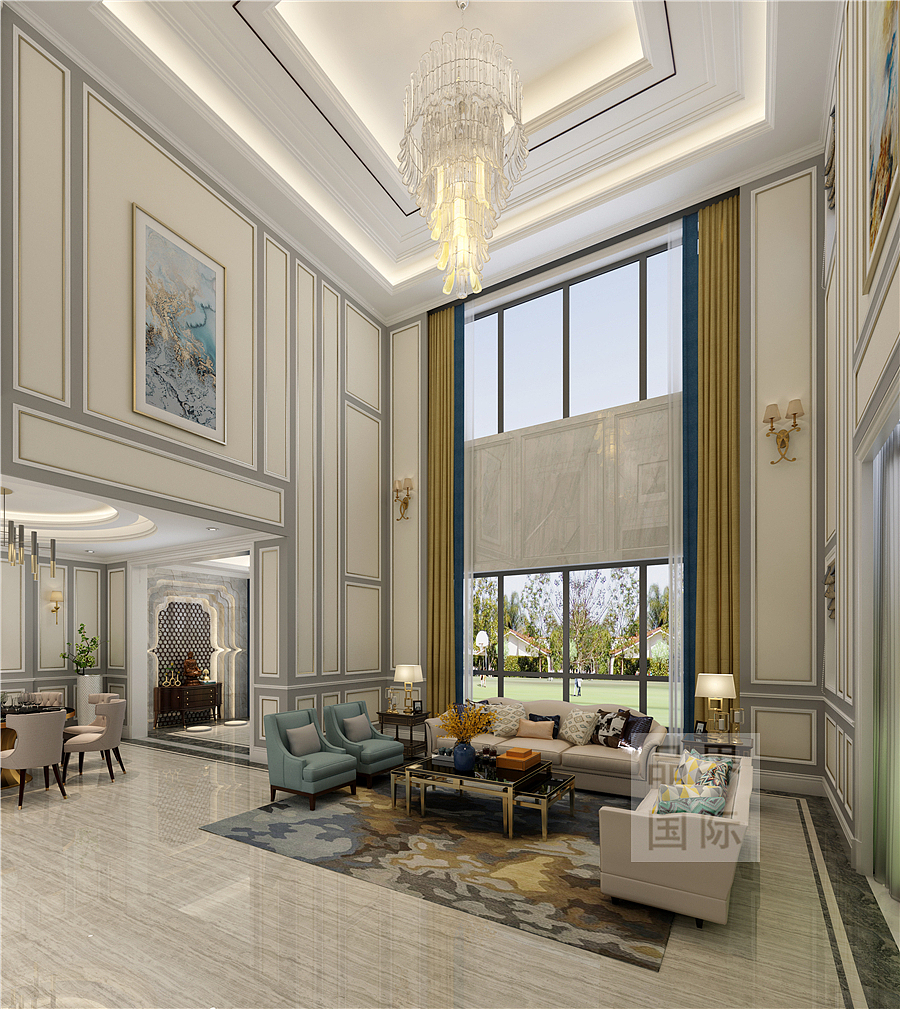 郑州品界设计丨思念果岭500平独栋别墅美式轻奢设计